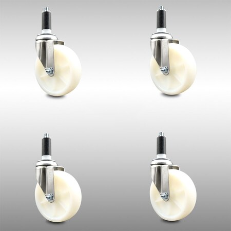 Service Caster 5 Inch 316SS Nylon Wheel Swivel 1-1/8 Inch Expanding Stem Caster Set SCC SCC-SS316EX20S514-NYS-118-4